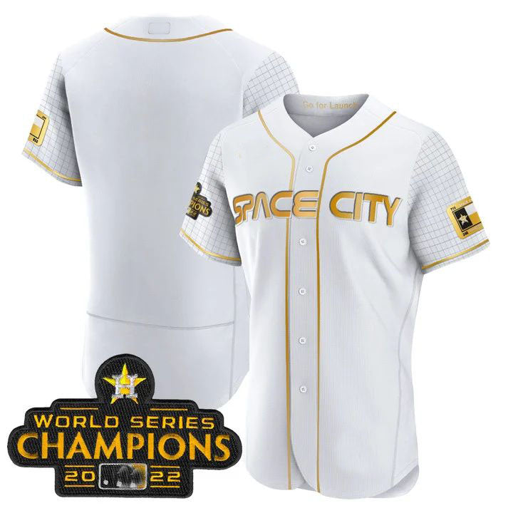 Houston Astros WHITE 2023 SPACE CITY CHAMPIONS FLEX JERSEY - ALL STITCHED Baseball Jerseys