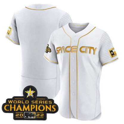 Houston Astros WHITE 2023 SPACE CITY CHAMPIONS FLEX JERSEY - ALL STITCHED Baseball Jerseys