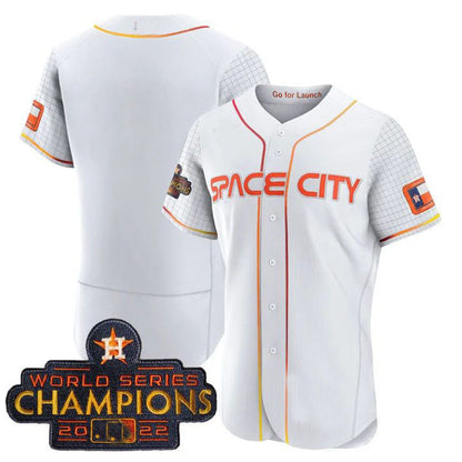 Houston Astros WHITE 2023 SPACE CITY CHAMPIONS FLEX JERSEY - ALL STITCHED Baseball Jerseys