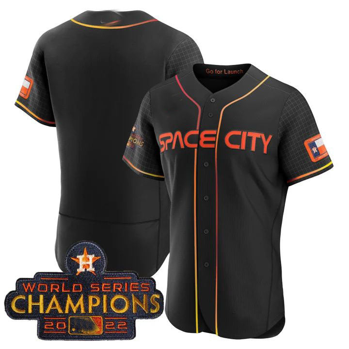 Houston Astros BLACK 2023 SPACE CITY CHAMPIONS FLEX JERSEY ¨C ALL STITCHED Baseball Jerseys - Main View