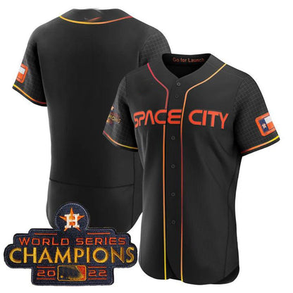 Houston Astros BLACK 2023 SPACE CITY CHAMPIONS FLEX JERSEY ¨C ALL STITCHED Baseball Jerseys - Main View