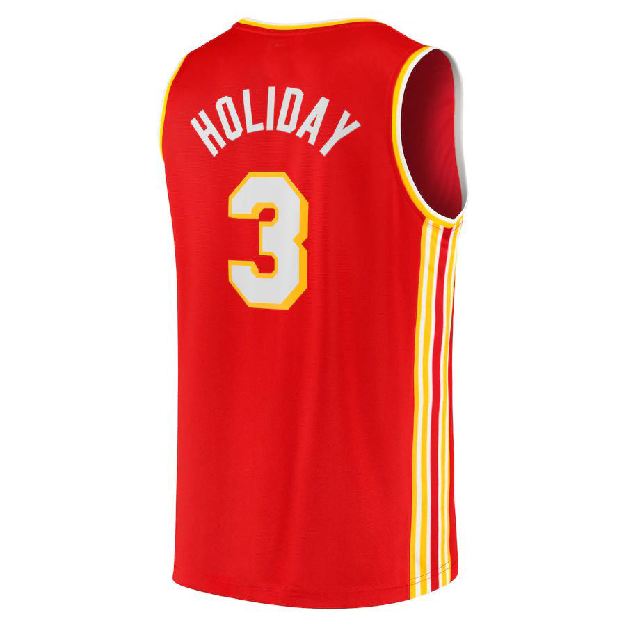 A.Hawks #3 Aaron Holiday Fanatics Branded Fast Break Replica Jersey Icon Edition Red Stitched American Basketball Jersey - Main View