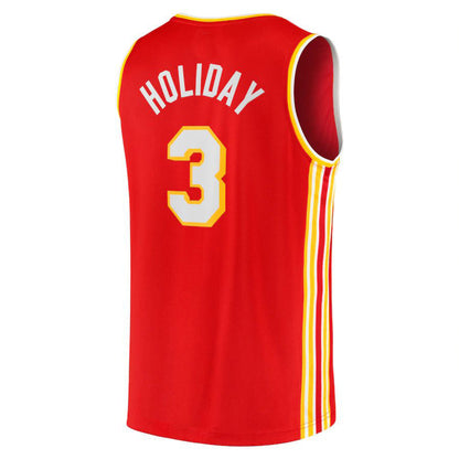 A.Hawks #3 Aaron Holiday Fanatics Branded Fast Break Replica Jersey Icon Edition Red Stitched American Basketball Jersey - Main View