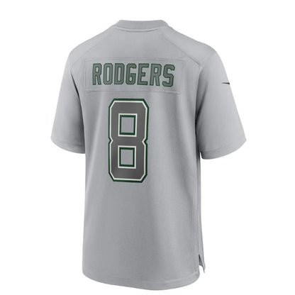 NY.Jets #8 Aaron Rodgers Atmosphere Fashion Game Jersey - Heather Gray Stitched American Football Jerseys - Main View