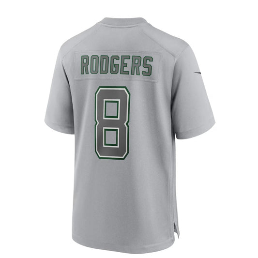 NY.Jets #8 Aaron Rodgers Atmosphere Fashion Game Jersey - Heather Gray Stitched American Football Jerseys - Main View