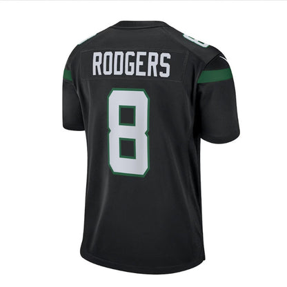 NY.Jets #8 Aaron Rodgers Game Jersey - Black Stitched American Football Jerseys - Main View