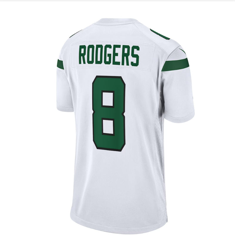NY.Jets #8 Aaron Rodgers Game Jersey - White Stitched American Football Jerseys - Main View