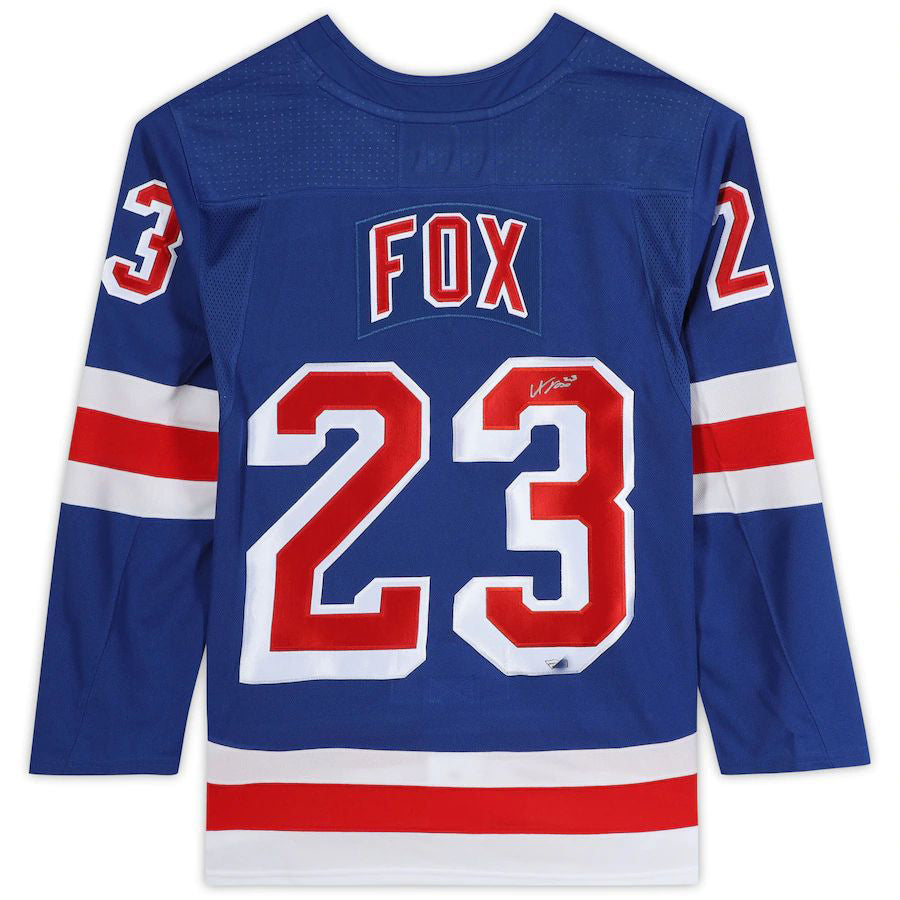NY.Rangers #23 Adam Fox Fanatics Authentic Autographed Jersey Royal Stitched American Hockey Jerseys - Main View