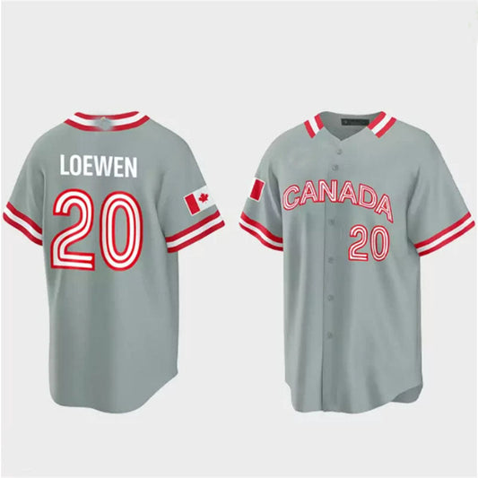 #20 Adam Loewen Canada 2023 World Baseball Classic Jersey ¨C Grey Stitches Baseball Jerseys - Main View