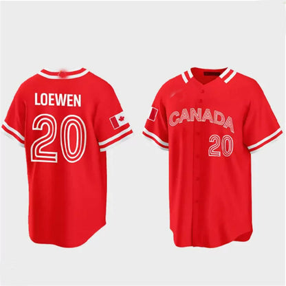 #20 Adam Loewen Canada 2023 World Baseball Classic Jersey ¨C Red Stitches Baseball Jerseys - Main View