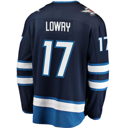 W.Jets #17 Adam Lowry Fanatics Branded Breakaway Replica Jersey Navy Stitched American Hockey Jerseys - Main View