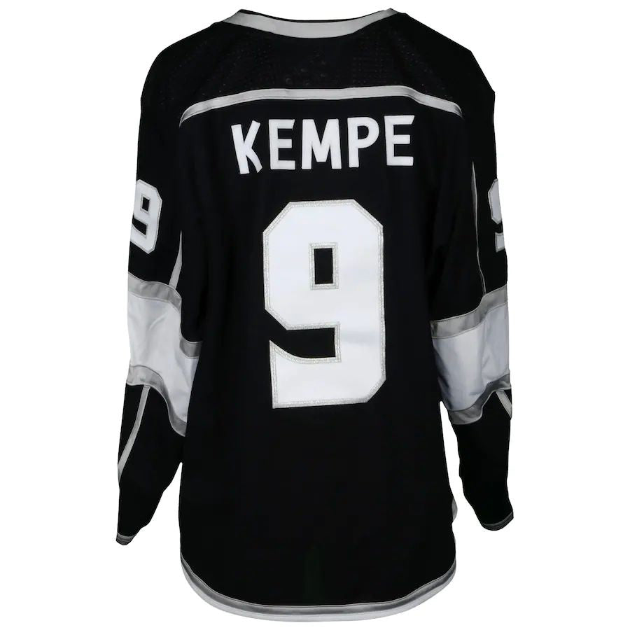 LA.Kings #9 Adrian Kempe Fanatics Authentic Game-Used  Black Jersey from the 2018 Playoffs  Stitched American Hockey Jerseys - Main View