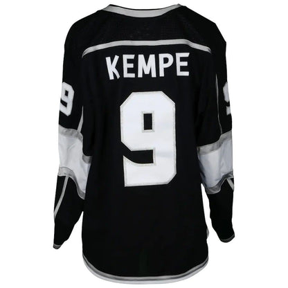LA.Kings #9 Adrian Kempe Fanatics Authentic Game-Used  Black Jersey from the 2018 Playoffs  Stitched American Hockey Jerseys - Main View