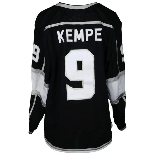 LA.Kings #9 Adrian Kempe Fanatics Authentic Game-Used  Black Jersey from the 2018 Playoffs  Stitched American Hockey Jerseys - Main View
