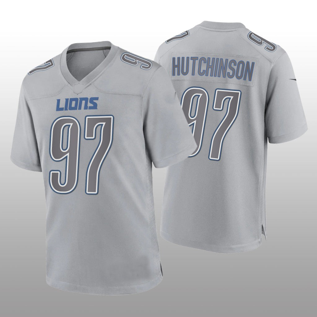 D. Lions #97 Aidan Hutchinson Gray Game Atmosphere Jersey Stitched American Football Jerseys - Main View