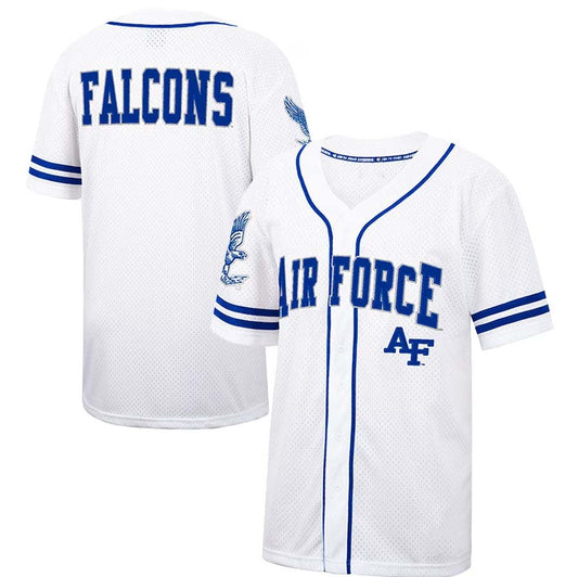 AF.Falcons Colosseum Free Spirited Mesh Button-Up Baseball Jersey - White Stitched American College Jerseys - Main View