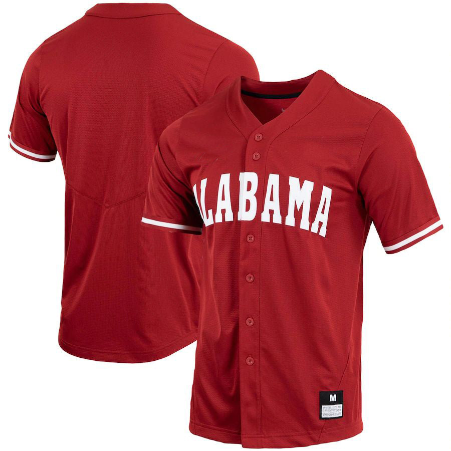 A.Crimson Tide  Replica Full-Button Baseball Jersey Crimson Stitched American College Jerseys - Main View