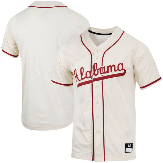 A.Crimson Tide  Replica Full-Button Baseball Jersey Natural Stitched American College Jerseys - Main View