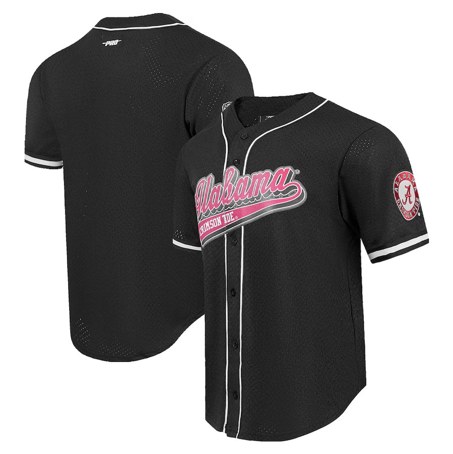 A.Crimson Tide Pro Standard Mesh Full-Button Replica Baseball Jersey - Black Stitched American College Jerseys - Main View