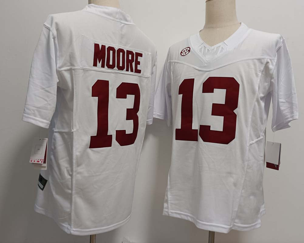 A.Crimson Tide #13 Malachi Moore White FUSE American College Jerseys - Main View