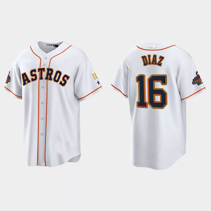 #16 Aledmys Diaz Houston Astros 2023 Gold Program Jersey ¨C White Stitches Baseball Jerseys - Main View