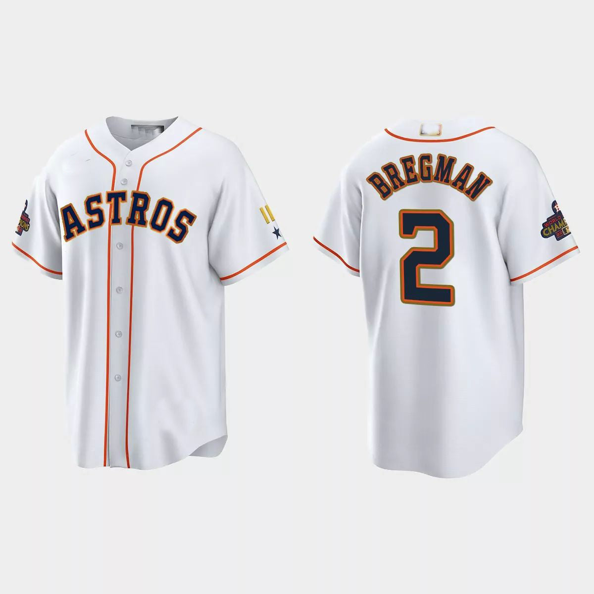 #2 Alex Bregman Houston Astros 2023 Gold Program Jersey ¨C White Stitches Baseball Jerseys - Main View