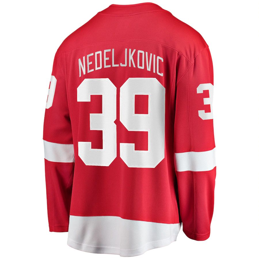D.Red Wings #39 Alex Nedeljkovic Fanatics Branded Home Breakaway Player Jersey Red Stitched American Hockey Jerseys - Main View