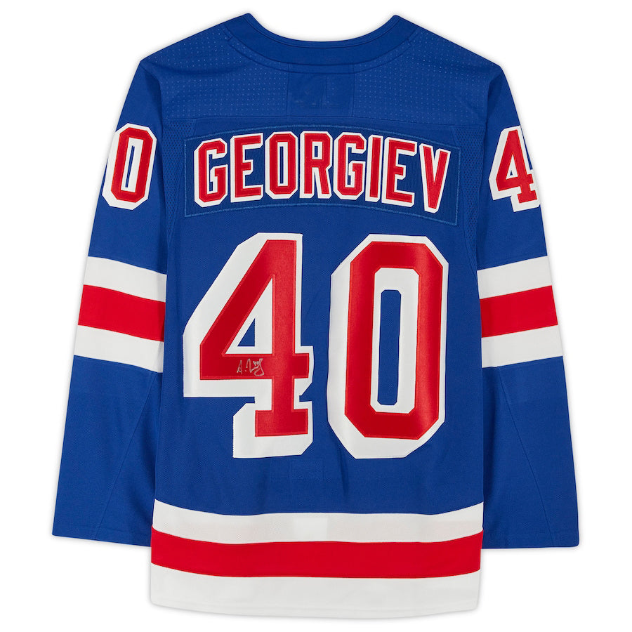 NY.Rangers #40 Alexandar Georgiev Fanatics Authentic Autographed Blue Jersey Stitched American Hockey Jerseys - Main View