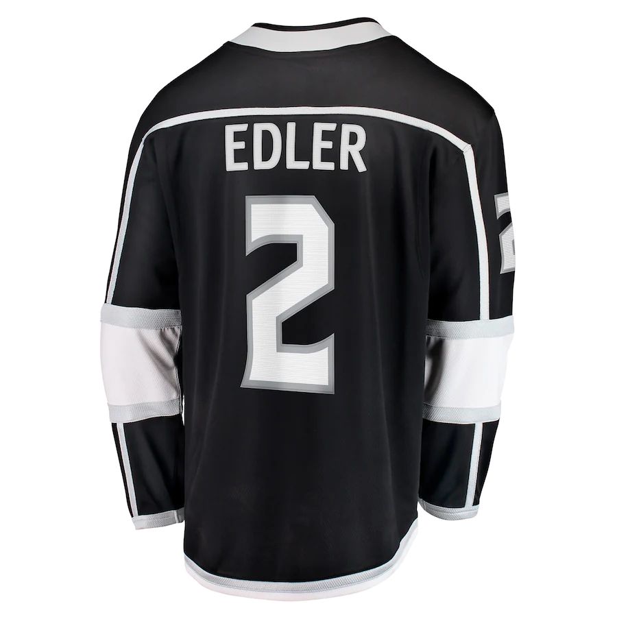 LA.Kings #2 Alexander Edler Fanatics Branded Home Breakaway Player Jersey  Black Stitched American Hockey Jerseys - Main View