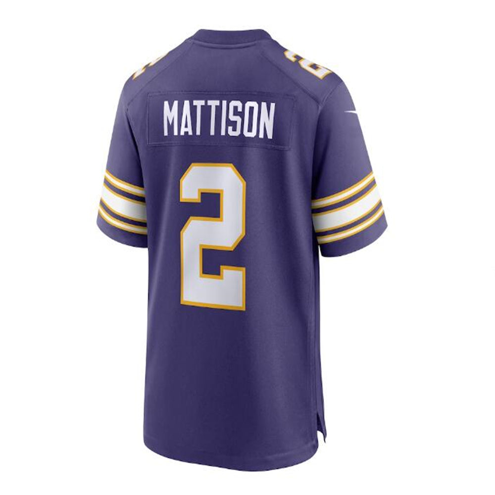 MN.Vikings #2 Alexander Mattison Classic Player Game Jersey - Purple Stitched American Football Jerseys - Main View