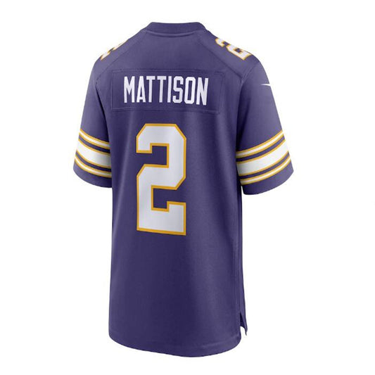 MN.Vikings #2 Alexander Mattison Classic Player Game Jersey - Purple Stitched American Football Jerseys - Main View