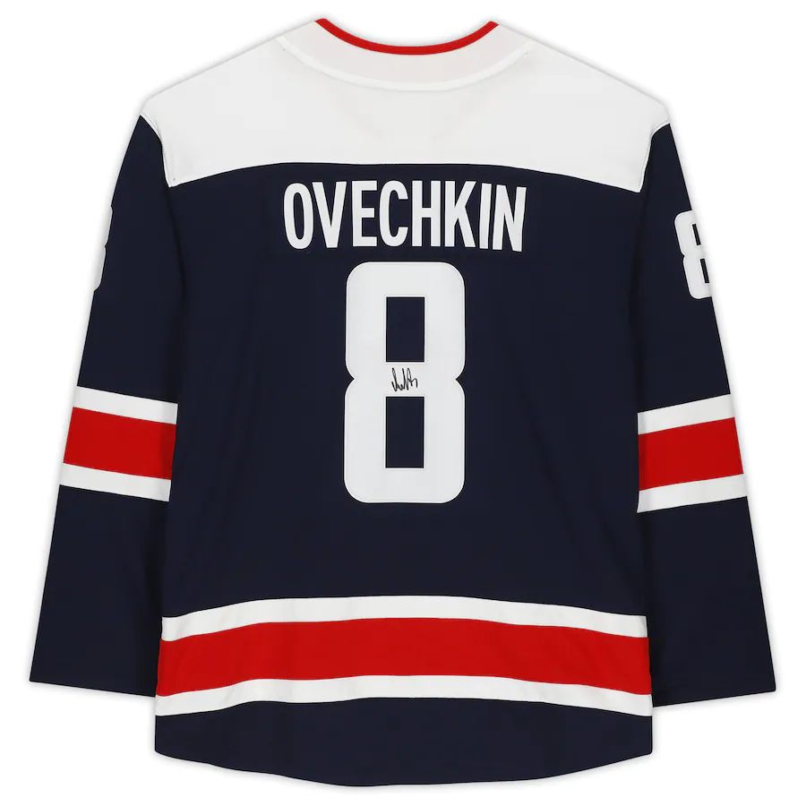 W.Capitals #8 Alex Ovechkin Fanatics Authentic Autographed Branded Alternate Breakaway Jersey Navy Stitched American Hockey Jerseys - Main View