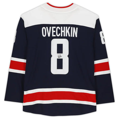 W.Capitals #8 Alex Ovechkin Fanatics Authentic Autographed Branded Alternate Breakaway Jersey Navy Stitched American Hockey Jerseys - Main View