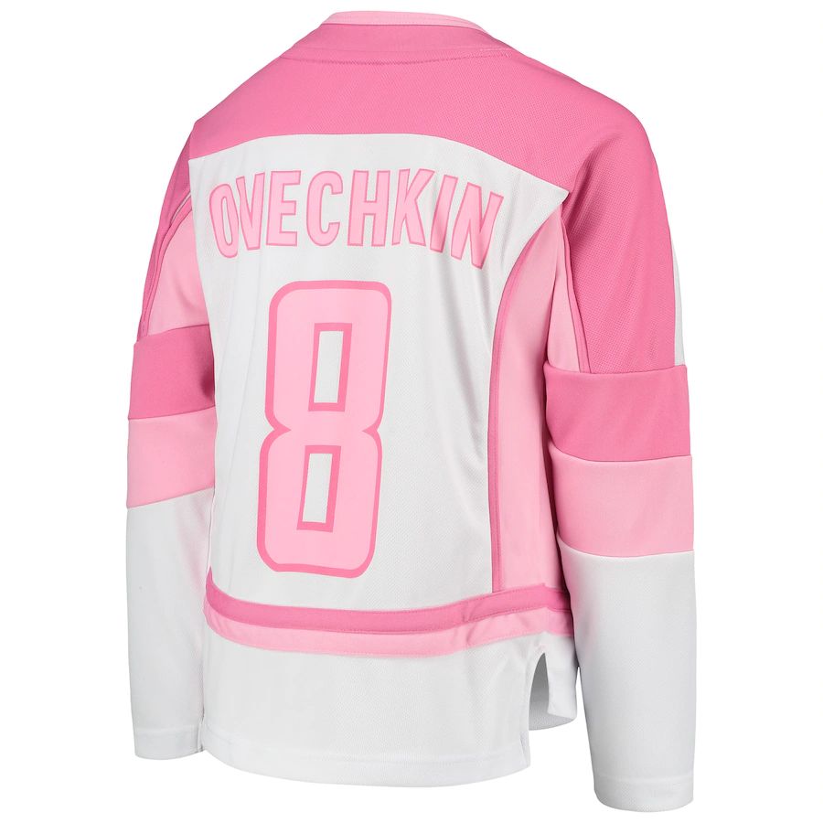 W.Capitals #8 Alex Ovechkin Girls Fashion Player Jersey White Stitched American Hockey Jerseys - Main View