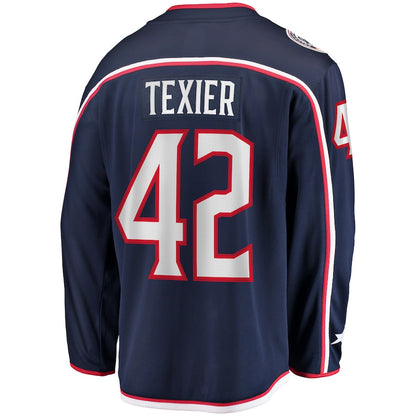 C.Blue Jackets #42 Alexandre Texier Fanatics Branded Home Breakaway Player Jersey Navy Stitched American Hockey Jerseys - Main View