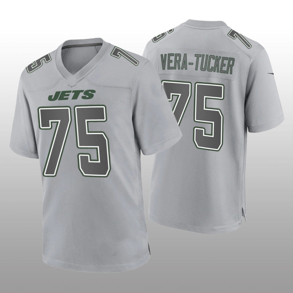 NY.Jets #75 Alijah Vera-Tucker Gray Game Atmosphere Jersey Stitched American Football Jerseys - Main View