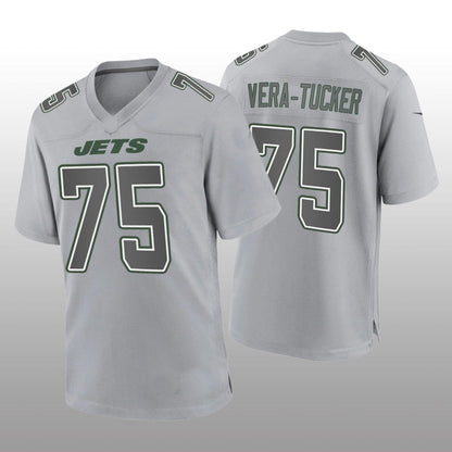 NY.Jets #75 Alijah Vera-Tucker Gray Game Atmosphere Jersey Stitched American Football Jerseys - Main View