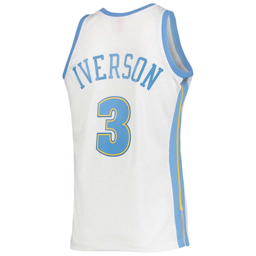 D.Nuggets #3 Allen Iverson Mitchell & Ness 2006-07 Hardwood Classics Swingman Jersey White Stitched American Basketball Jersey - Main View