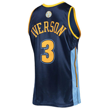 D.Nuggets #3 Allen Iverson Mitchell & Ness Hardwood Classics Authentic 2006 Jersey Navy Stitched American Basketball Jersey - Main View