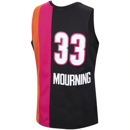 M.Heat #33 Alonzo Mourning Miami Heat Mitchell & Ness 2005-06 Hardwood Classics Swingman Jersey Black Stitched American Basketball Jersey - Main View