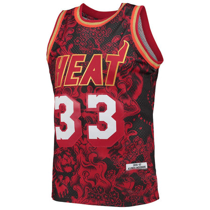 M.Heat #33 Alonzo Mourning Mitchell & Ness Hardwood Classics 1996-97 Lunar New Year Swingman Jersey Red Stitched American Basketball Jersey - Main View