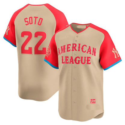 American League #22 Juan Soto 2024 All-Star Game Limited Player Jersey - Cream Baseball Jerseys - Main View