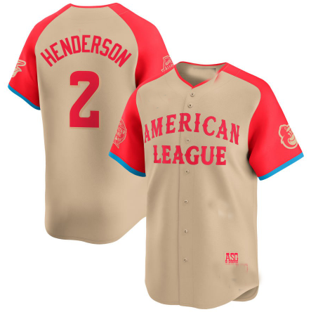 American League #2 Gunnar Henderson Cream 2024 All-Star Game Limited Player Baseball Jerseys - Main View