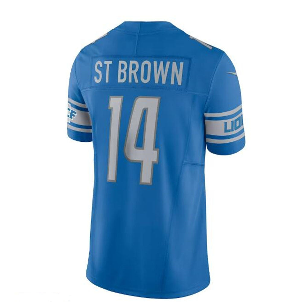 D.Lions #14 Amon-Ra St. Brown Vapor F.U.S.E. Limited Jersey - Blue Stitched American Football Jerseys - Main View
