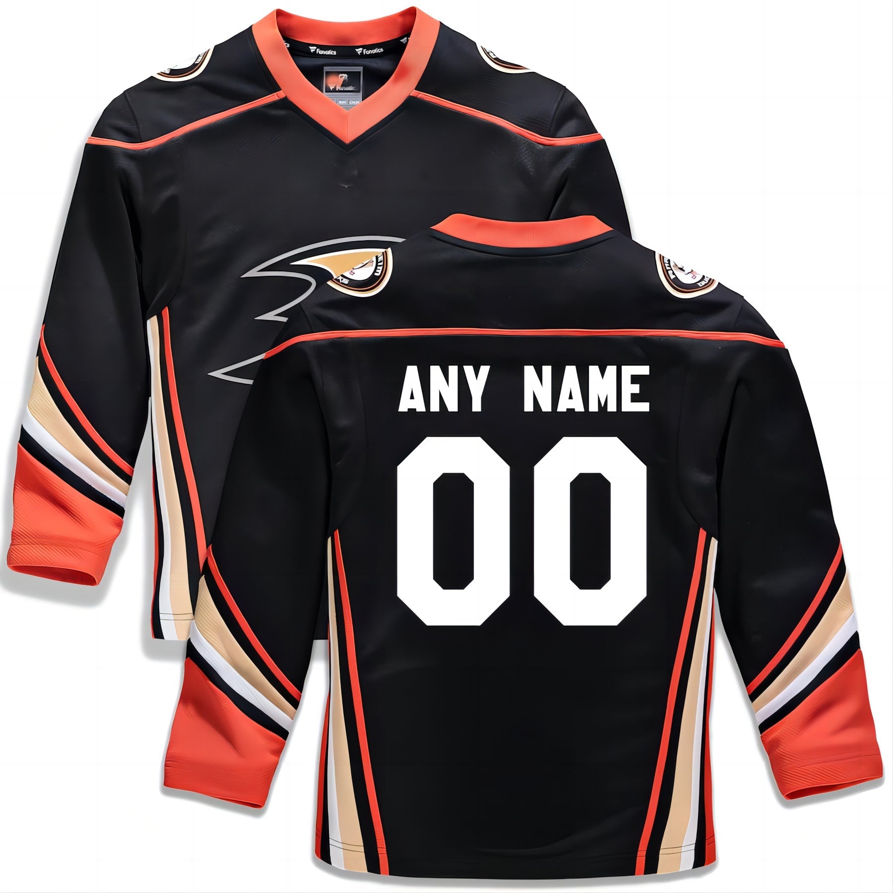Custom A.Ducks Fanatics Branded Home Replica Custom Jersey Black Stitched American Hockey Jerseys - Main View
