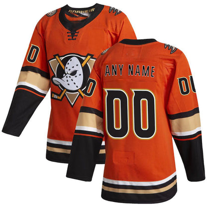 Custom A.Ducks Alternate Authentic Jersey Orange Stitched American Hockey Jerseys - Main View