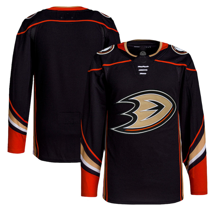 A.Ducks Home Authentic Pro Jersey Black Stitched American Hockey Jerseys - Main View