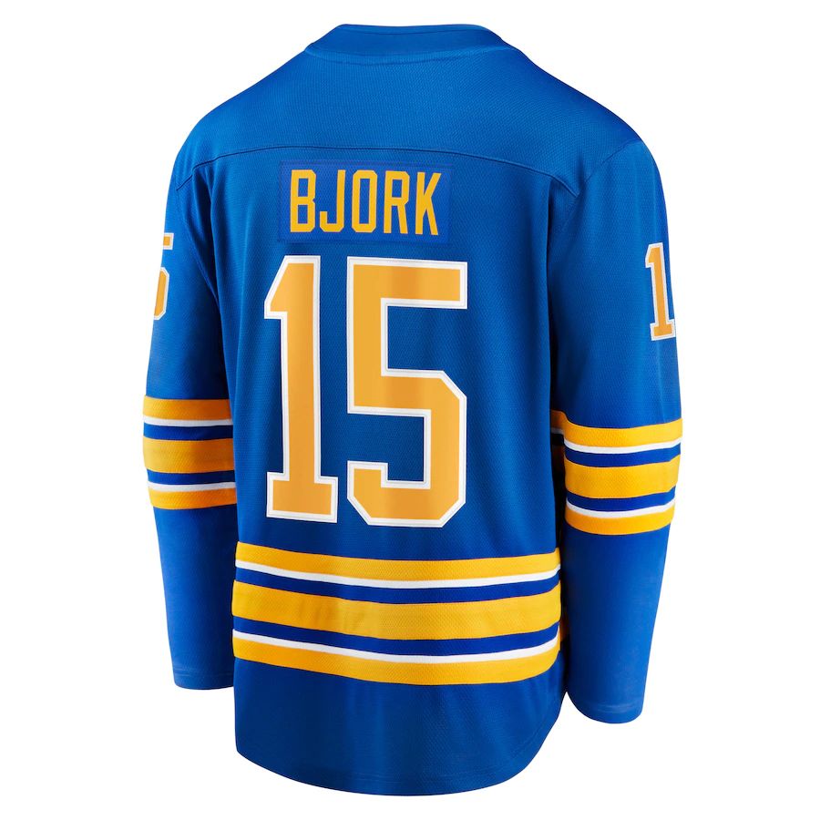 B.Sabres #15 Anders Bjork Fanatics Branded Team Home Breakaway Player Jersey  Royal Stitched American Hockey Jerseys - Main View