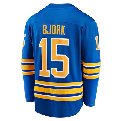 B.Sabres #15 Anders Bjork Fanatics Branded Team Home Breakaway Player Jersey  Royal Stitched American Hockey Jerseys - Main View