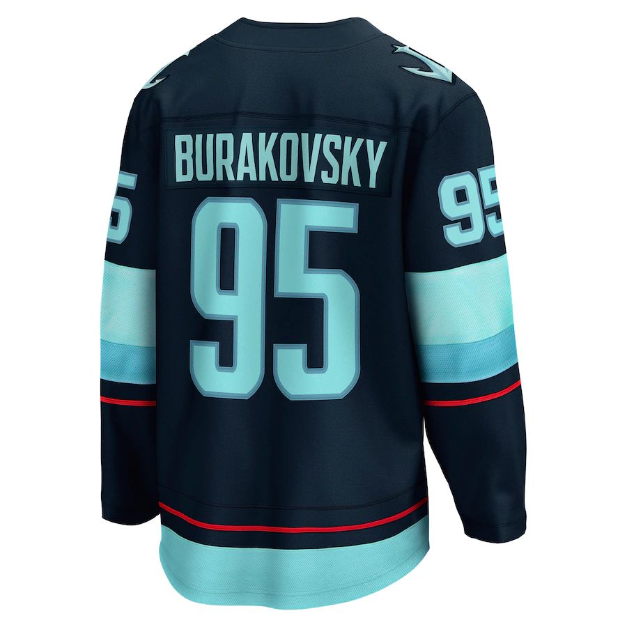 S.Kraken #95 Andre Burakovsky Fanatics Branded Home Breakaway Player Jersey Blue Stitched American Hockey Jerseys - Main View